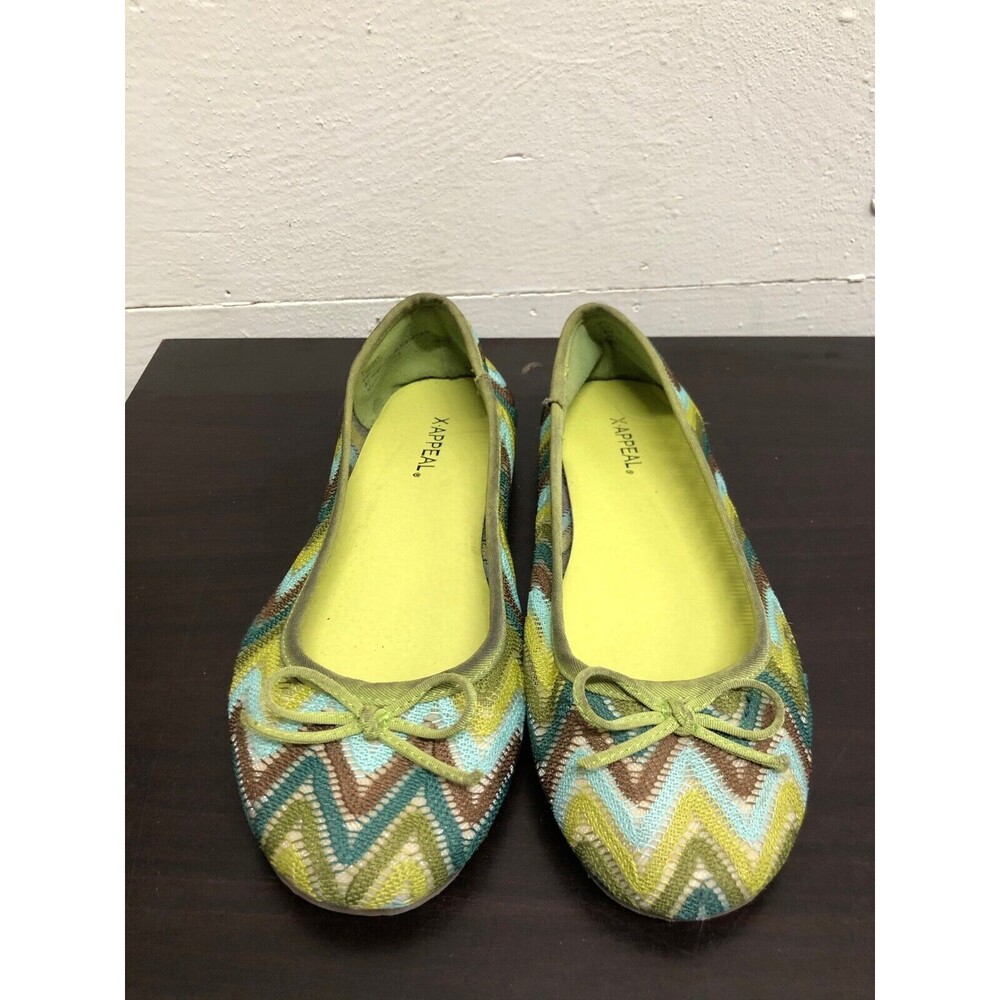 Xappeal Women Green Multi-colored  Ballet Flat Shoes Sz. 6M